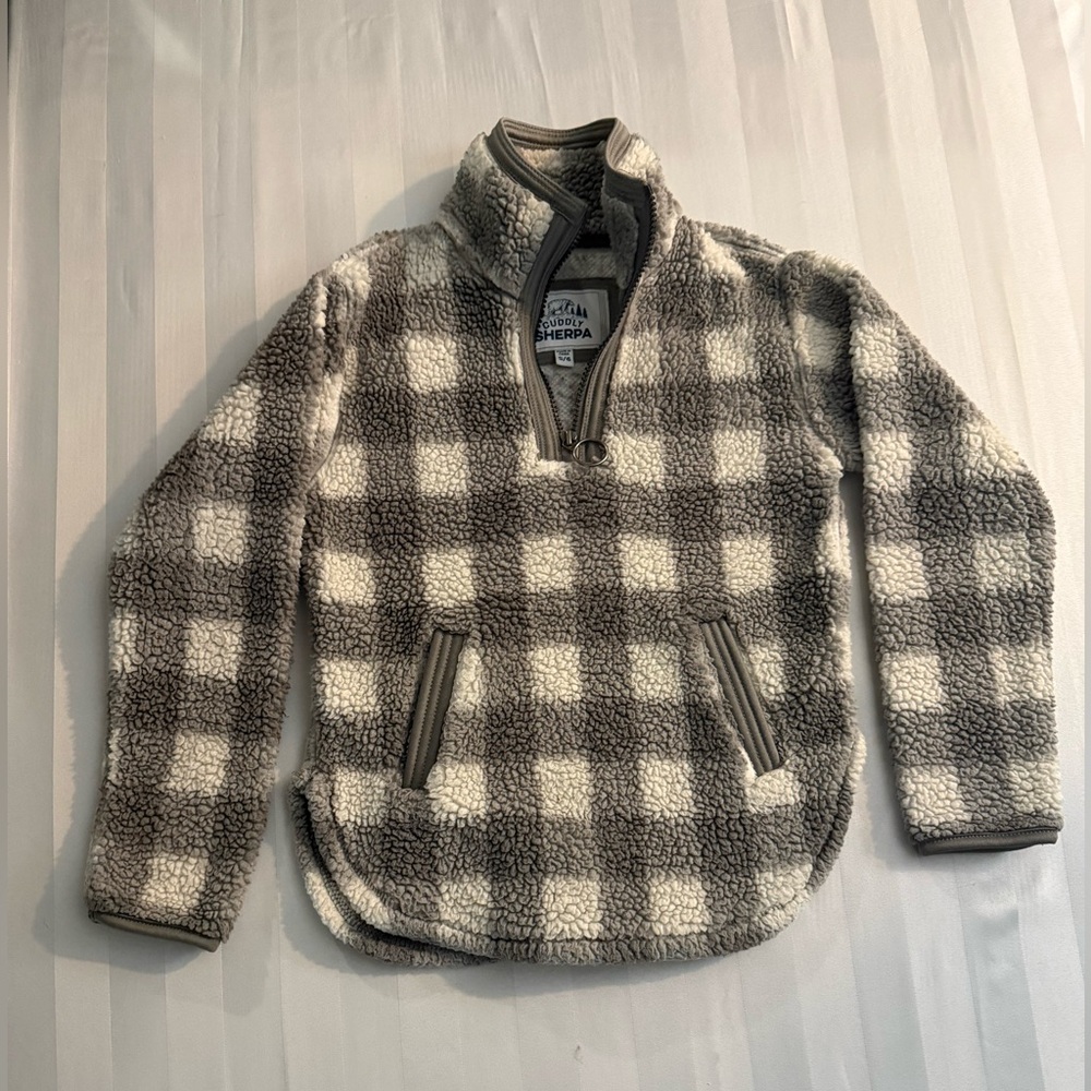 Plaid Sherpa Kids Zip-Up Jacket